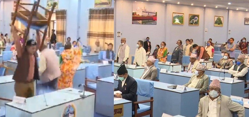 प्रदेश ५ को प्रदेशसभा तोडफोडमा उत्रिए कांग्रेसका ३ सांसद
