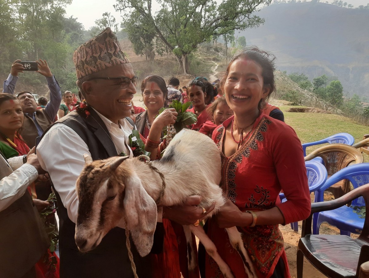 प्रयास नेपाल धादिङद्धारा सिद्धलेक ७ अमिलिछापमा बाख्रा उपहार प्रदान कार्यक्रम