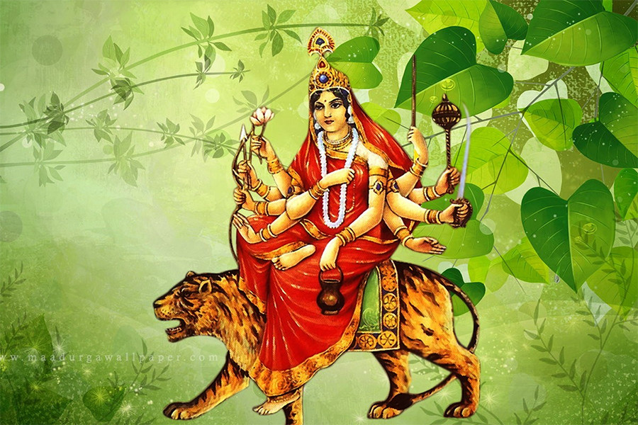 दशैंको तेस्रो दिन आज चन्द्रघण्टाको पूजा गरिंदै