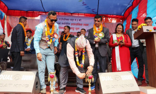 थाक्रे गाउँपालिका ३ को वडा कार्यालय भवन र पुल उद्घाटन