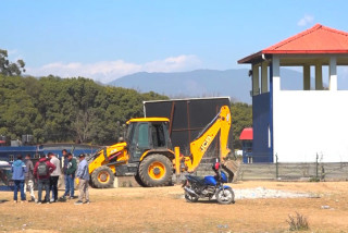 त्रिवि क्रिकेट मैदानमा प्यारापिट निर्माणको काम सुरु