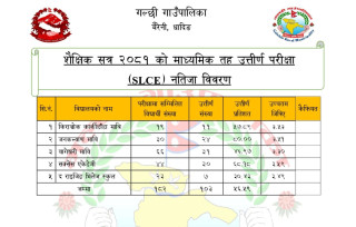 गल्छीको ५६.५९ प्रतिशत विद्यार्थी कक्षा १२ को परीक्षामा उत्तीर्ण,  जनकल्याण पालिकाकै पहिलो